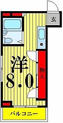 ロイヤルコスモ永代 3階ワンルームの間取り