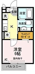 グランドゥール 1Kの間取図画像