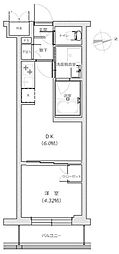 ハーモニーレジデンス新宿四谷 1DKの間取図画像