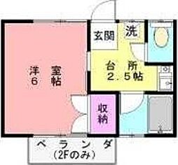 メモリー市ケ尾 1Kの間取図画像