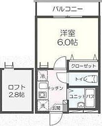 タウンフィールドA 1Kの間取図画像
