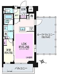 レ・ジェイドシティ橋本1 1LDKの間取図画像