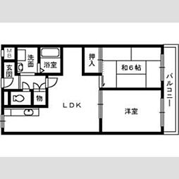 城南マンション2 2LDKの間取図画像