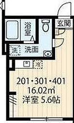 フィオーネ竹ノ塚 ワンルームの間取図画像