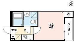 トトロヒルズ 1Kの間取図画像