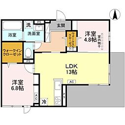 サザンフォート 2LDKの間取図画像