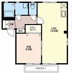 フォーレス一ノ沢A 1LDKの間取図画像