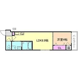 わいわいハウス平野 1LDKの間取図画像