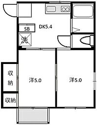 ライトコーポ蘇我2 2DKの間取図画像