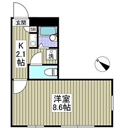ヴィラージュS 1Kの間取図画像
