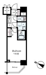 JR山手線 駒込駅 徒歩4分の賃貸マンション 4階1Kの間取り