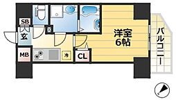 セオリー神戸ウエストゲート 13階1Kの間取り
