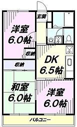 リバーサイドパレス 3DKの間取図画像