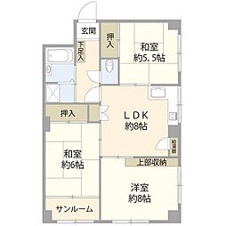 パールハイツ笹塚 3LDKの間取図画像