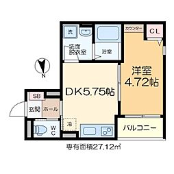 ハナテラス五反野 1階1DKの間取り