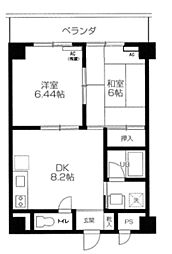 Kフラット 2DKの間取図画像