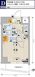 スカイコート南砂町第2 1Kの間取図画像