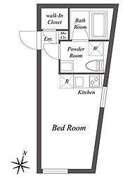 ＰＡＳＥＯ ＳＡＮＧＥＮＪＡＹＡ ＥＡＳＴ ＷＥＳＴ 2階ワンルームの間取り