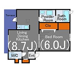 NOVAハイツ 1LDKの間取図画像
