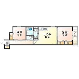 ラモーナ巽南 2LDKの間取図画像