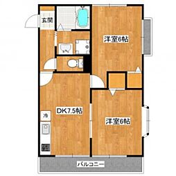 ヴェルディK・2 2DKの間取図画像