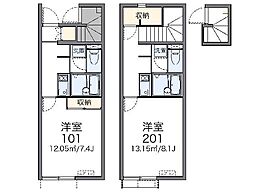 レオネクストパステルルージュウ 1Kの間取図画像