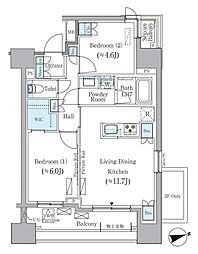 パークアクシス御茶ノ水ヒルトップ 2LDKの間取図画像