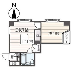 サンピア・平塚 1DKの間取図画像