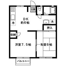 ひまわりハイツ 2DKの間取図画像