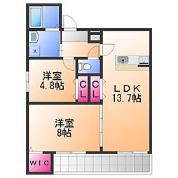 岸和田市磯上町5丁目アパート 2LDKの間取図画像
