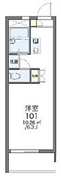 レオパレスグリーンハイツB 1Kの間取図画像