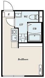 JR常磐線 北千住駅 徒歩4分の賃貸マンション 2階ワンルームの間取り
