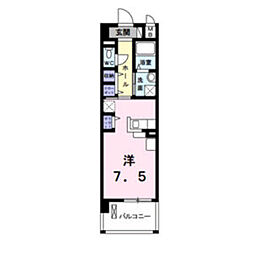 ベクエムハウゼ ワンルームの間取図画像