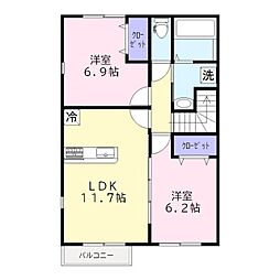 サニーガーデンS 2LDKの間取図画像