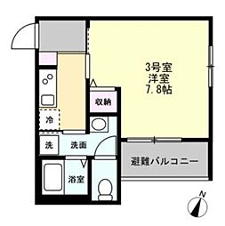 フォレストテラス鶴間 1Kの間取図画像