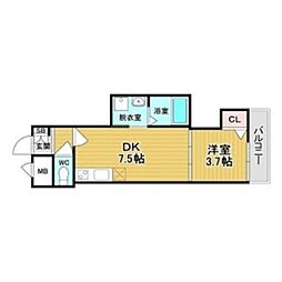 F asecia Pur 湊 1DKの間取図画像