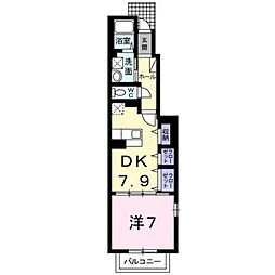 オートヌヴァレ 1DKの間取図画像