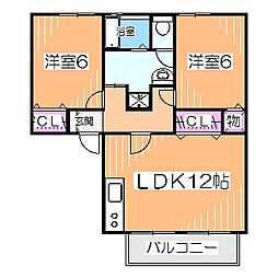 パークハイムC 2LDKの間取図画像