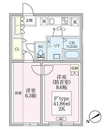 スカイラシクラス平和台 3階2Kの間取り