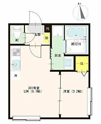 ハーモニーテラス仲六郷 1LDKの間取図画像