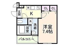 フジパレス三国ヶ丘1番館 1Kの間取図画像