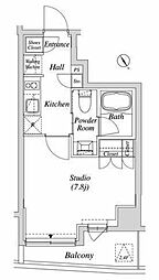 カーサスプレンディッド小石川 1Kの間取図画像