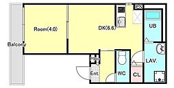 YURION蘇我 1DKの間取図画像