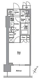 レキシントン・スクエア白金高輪 1Kの間取図画像