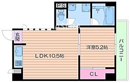 JR片町線(学研都市線) 放出駅 徒歩2分の賃貸マンション 3階1LDKの間取り