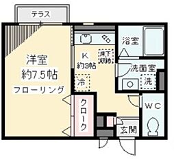パークシティ経堂 1Kの間取図画像