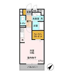セジュールZEN-3A ワンルームの間取図画像