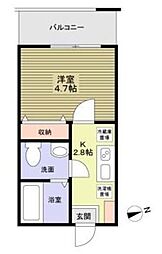 アルファparkseast 1Kの間取図画像