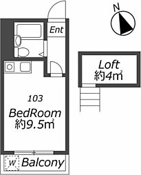 エイコウパレス ワンルームの間取図画像