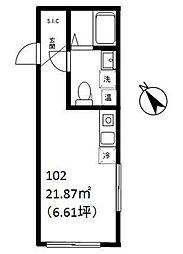COCOFLATOJI ワンルームの間取図画像